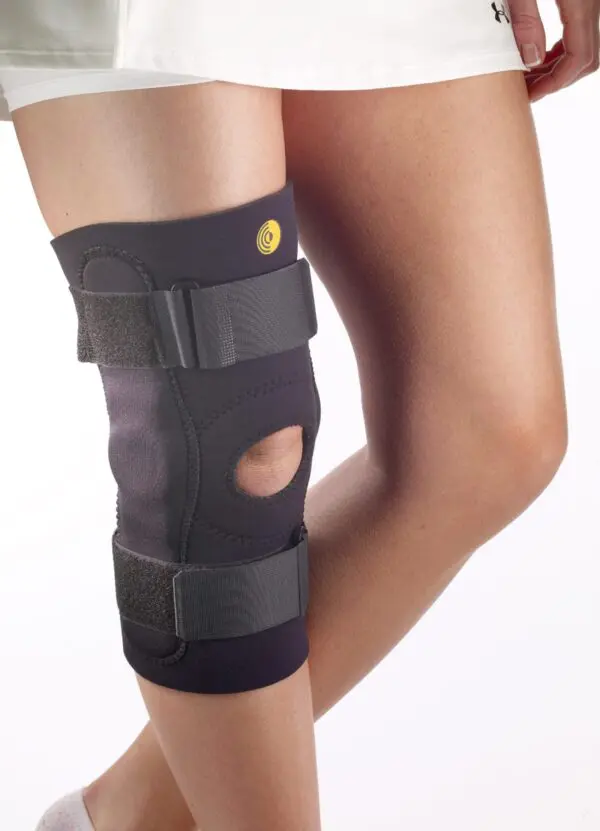 Black knee support with straps