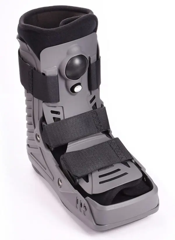 Grey medical boot for injury recovery
