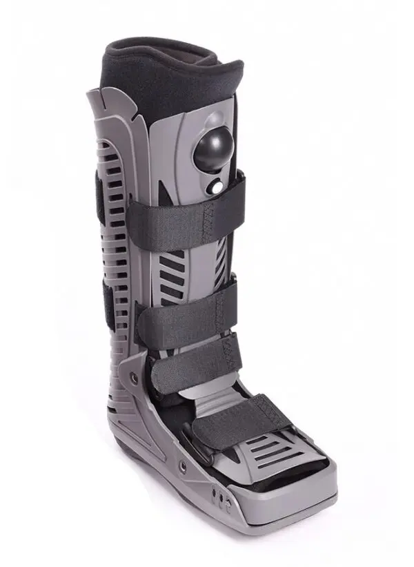 Grey fracture boot with Velcro straps