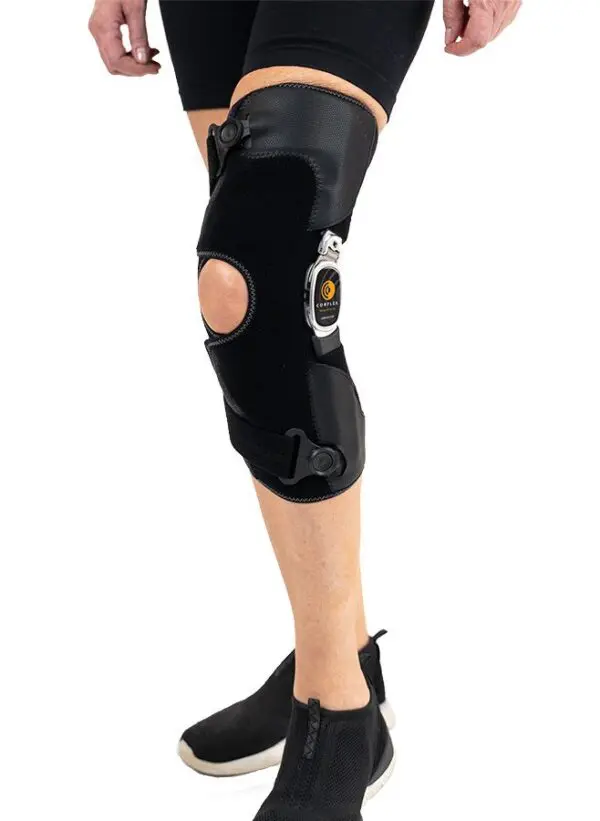 Knee brace on a person's leg
