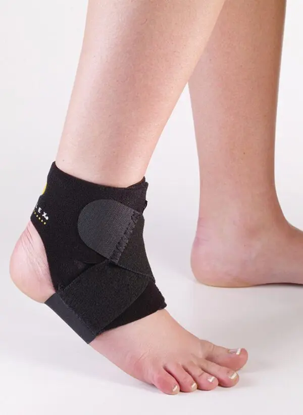Ankle support wrap on person