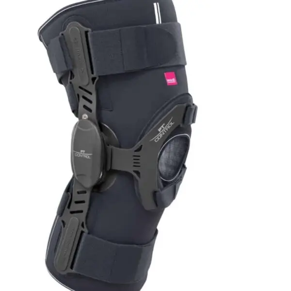 Black knee brace for injury recovery