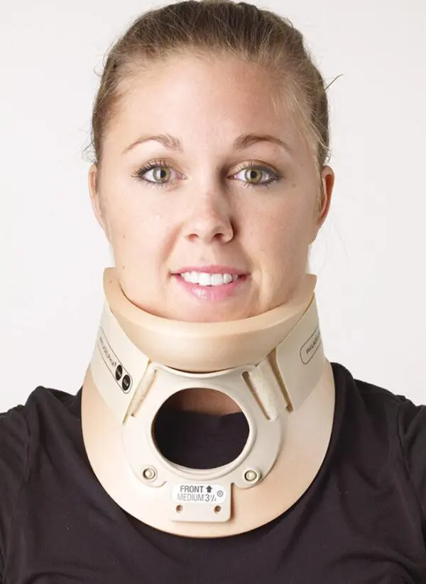 Person with medical neck collar