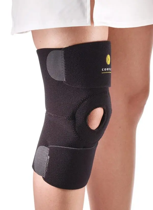Knee brace on person's leg