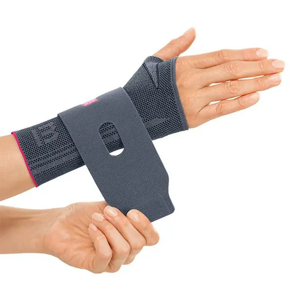Wrist brace being adjusted on hand