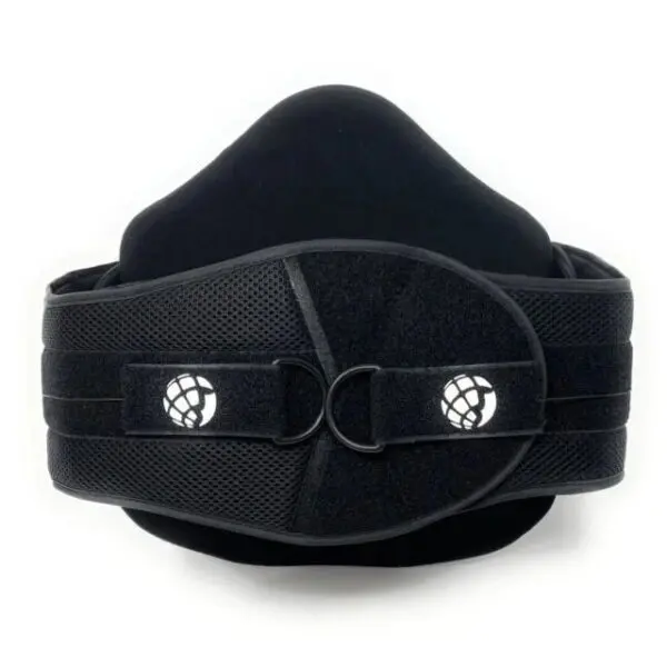 Black lumbar support belt with straps