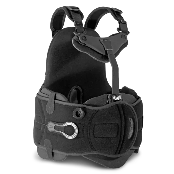 Black ergonomic body harness