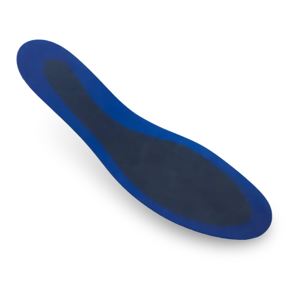 Blue foot insole for shoe comfort.